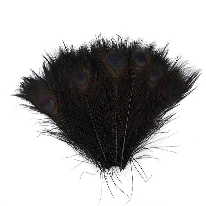 Shekyeon 10-12inch Dyeing Peacock Feathers Bleached Plume Wedding Table Centerpiece Pack of 10 (Off White) - Image 4